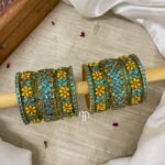 Kundan set - Sky blue & Yellow