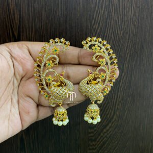 Peacock - earcuff & Jhumka