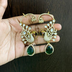 Peacock - earcuff & Jhumka