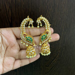 Peacock - earcuff & Jhumka