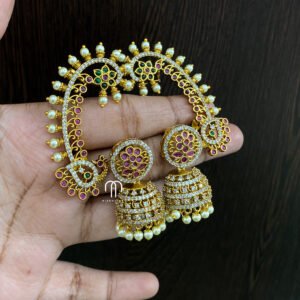Peacock - earcuff & Jhumka