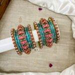 Kundan Bangles - Kids Kada Set (Baby Pink And Sky Blue)