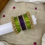 Minimal Polki Bangles - Parrot Green & Purple