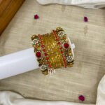 2D Crystal Kada Bangles -(Golden And Red )